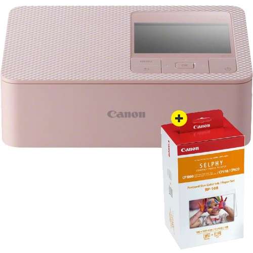Lot Imprimante Photo Canon Selphy CP1500 Wi-Fi 10x15 - Rose + RP-108 Papier  10X15, 108 impressions –