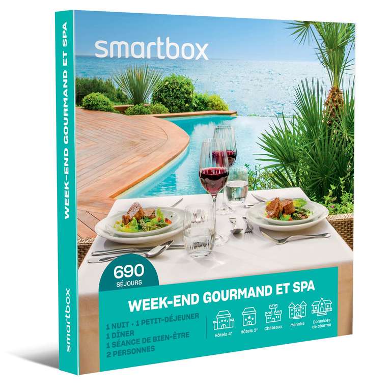 Coffret cadeau Smartbox Week end gourmand et Spa - 2 jours pour 2 personnes, choix parmi 690 séjours