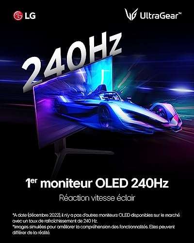 LG Ecran 27 gaming OLED Noir 240Hz 16:9 0,03ms 2560x1440 200cd/m