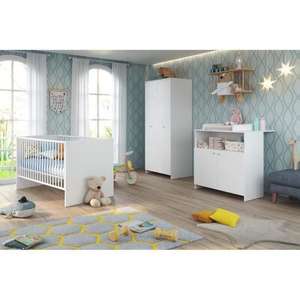 Kit chambre bébé trio 70 x 140 cm + commode à langer + armoire Trend Team Niko - blanc