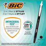 Lot de 12 BIC Stylos Tactiles Rétractables 2 en 1 à technologie Antimicrobienne, Pointe Moyenne (1,00 mm)