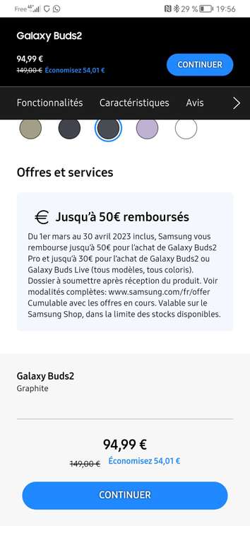 [Etudiants] Ecouteurs sans-fil Samsung Galaxy Buds2 (Via ODR de 30€)