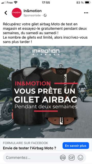 Test gratuit pendant 2 semaines du gilet Airbag moto - In&Motion, Annecy (74)