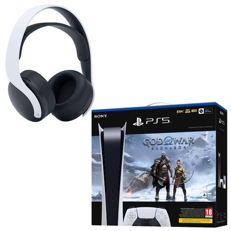 Pack PS5 digitale + jeu God of War Ragnarok (Dématérialisé) + casque Pulse 3D