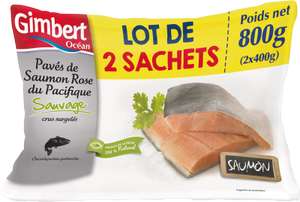 Lot de 2 sachets de Pavés de saumon rose sauvage surgelé Gimbert Océan - 2x400g