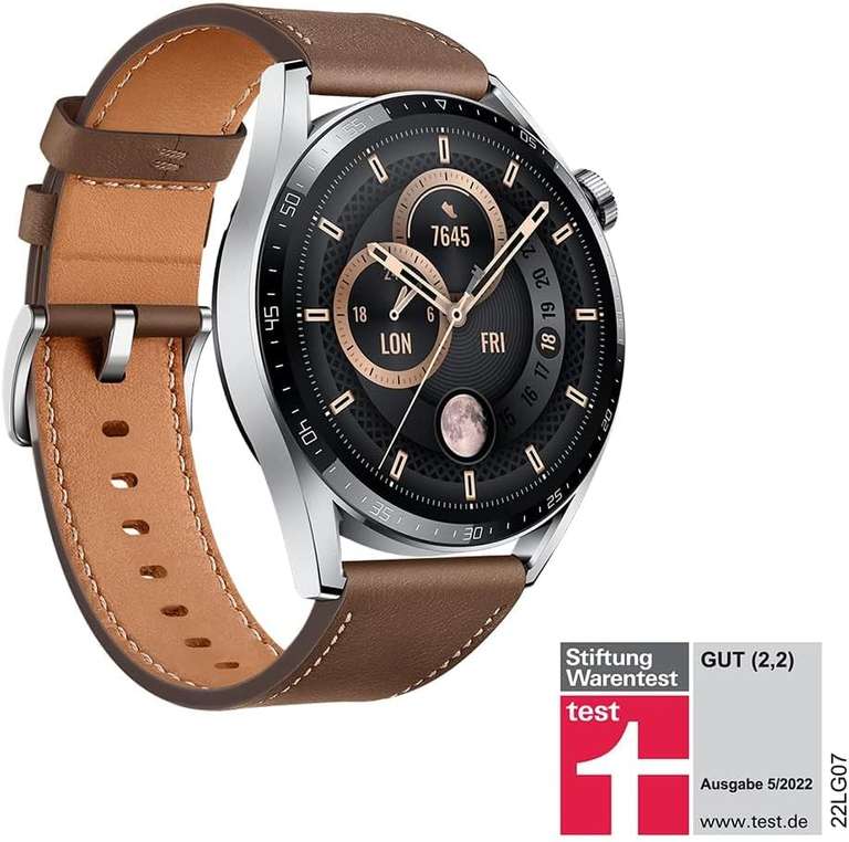 Sélection de montres connectées Huawei - Ex : Montre connectée Huawei Watch GT 3 - Classic 46mm (Cuir Marron)