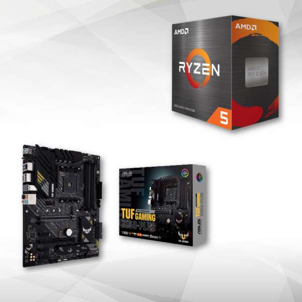 Pack Processeur AMD Ryzen 5 5600X (3,7/4,6 GHz) + Carte mère ASUS TUF Gaming B550-PLUS