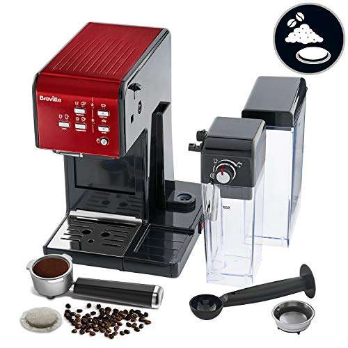 Machine à café & expresso Breville PrimaLatte II (VFC109X-01)- Pompe italienne 19 bars, Café poudre ou dosettes, Mousseur à lait automatique