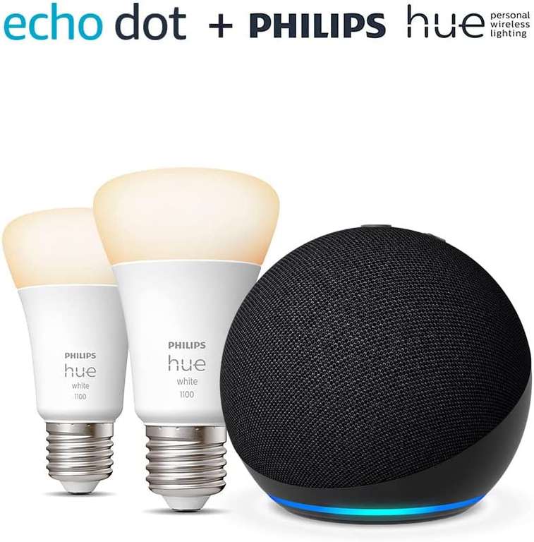 Sélection d'assistants connectées Amazon en promotion - Ex : Echo Dot 5 (2022) + 2 ampoules Philips Hue - Différents coloris