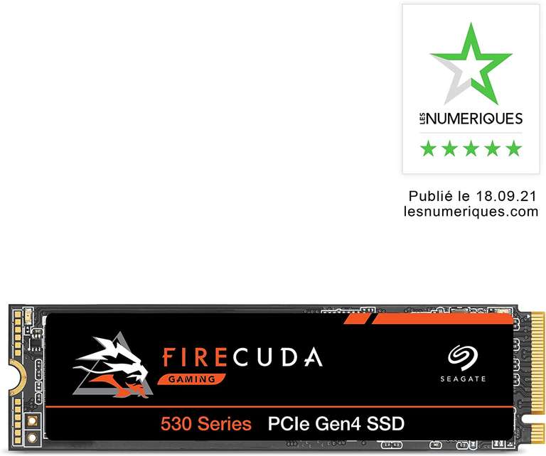 SSD interne M.2 NVMe Seagate Firecuda 530 - 1 To, PCI 4.0, NAND TLC 3D (ZP1000GM3A013) compatible PS5