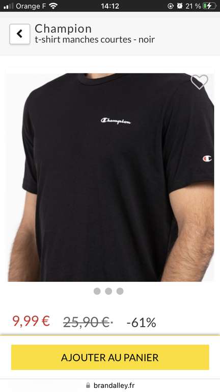T-shirt Homme Champion - Noir, du S au XL