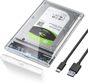 Boitier Disque Dur/SSD Externe 2.5'' Posugear - USB Type C 3.1 Gen 2 - Transparent, Câble USB C Inclus (Vendeur Tiers)