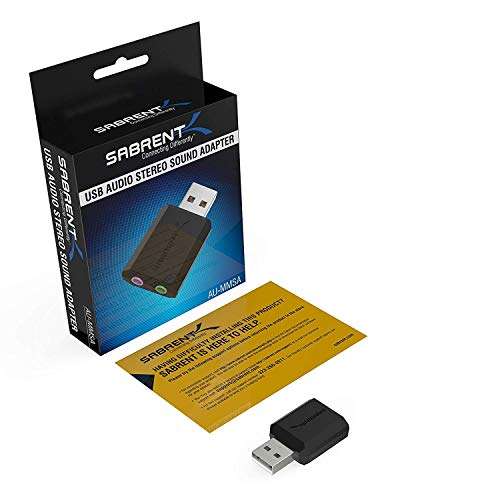 Carte son externe Sabrent - Adaptateur Audio USB vers Jack 3,5mm, Convertisseur compatible avec PS4/PS5, PC & Mac, Plug & Play (VT)