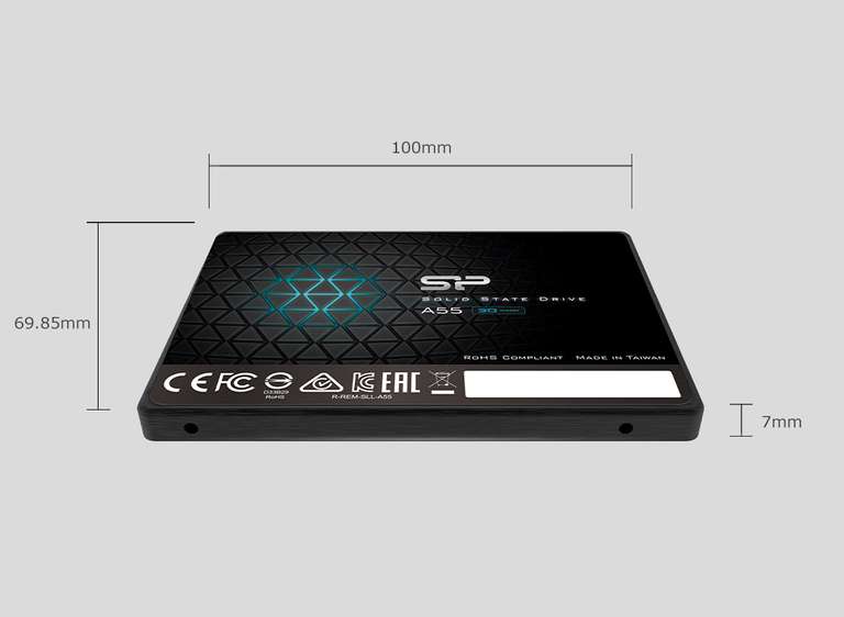 SSD interne 2.5" Silicon Power Ace A55 - 4To QLC, SATA (écriture 450 MB/s, lecture 500 MB/s, 7mm)