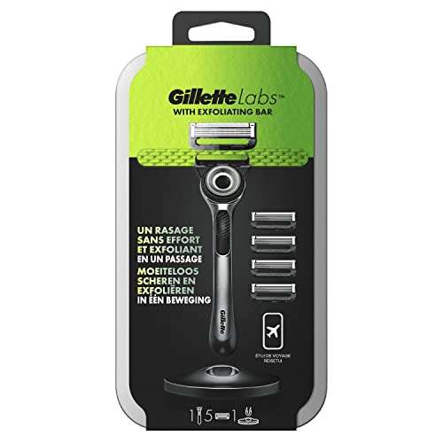 Rasoir homme Gilettelabs - 5 recharges, support magnétique et étui de voyage inclus