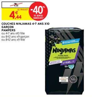 Paquet de 10 couches Pampers Ninjamas 4-7 ans (plusieurs variétés