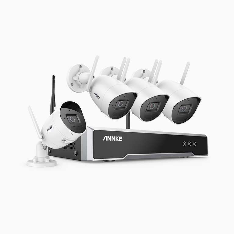 Système de surveillance sans fil ANNKE WS500 (4 Caméras 2K 5MP + NVR 8CH + HDD 1 To) - Portée WiFi 300m, Antennes MIMO 2T2R, Vision nocturne