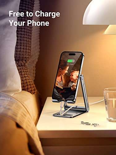 UGREEN Support Téléphone Bureau Pliable en Aluminium Porte Stand Smartphone  Portable Réglable Compatible avec iPhone 15