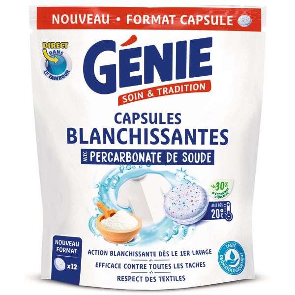 Sachet de Capsules blanchissantes Génie avec percarbonate de soude (Via 2.79€ sur Carte Fidélité)