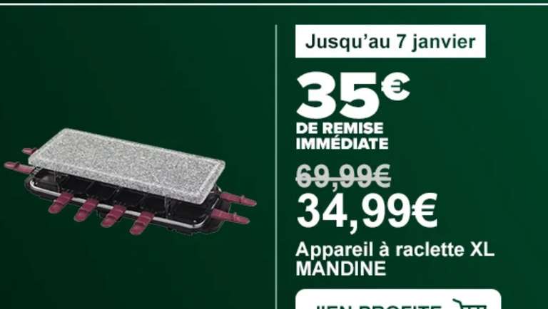 Raclette XL Mandine MRG12-21 - 1600 W, 12 personnes, noir/gris (via retrait magasin)