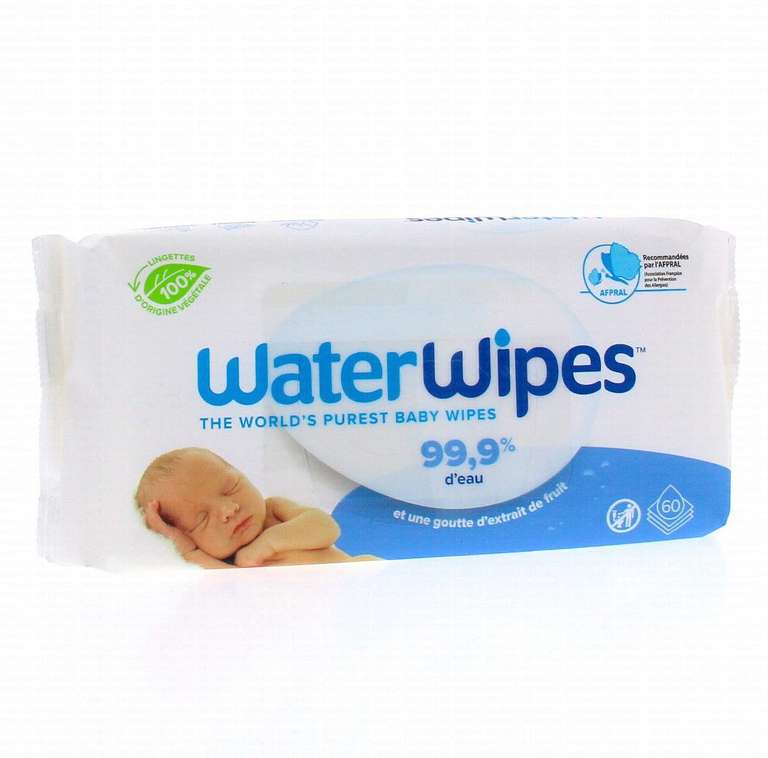 Paquet de 60 lingettes Gilbert Waterwipes bébé lingettes