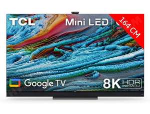 TV 65" TCL 65X925 - MiniLed/QLED, 8K UHD, HDR Premium 1000, 100 Hz, Google TV, Dolby Vision IQ, FreeSync, son 2.1 Onkyo (via ODR 200€)