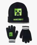 Ensemble bonnets + gants pour garçon - design Minecraft, noir