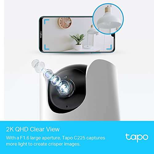 Tapo 2K Caméra Surveillance WiFi intérieure 360°…
