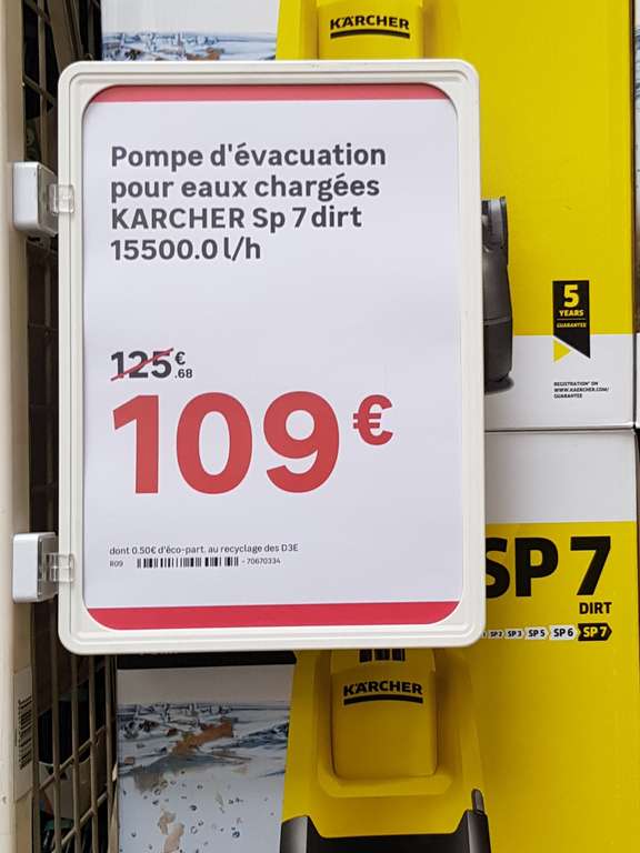 Pompe d'évacuation pour eaux chargées Karcher SP 7 Dirt 15500.0 l/h - Bois-d'Arcy (78)