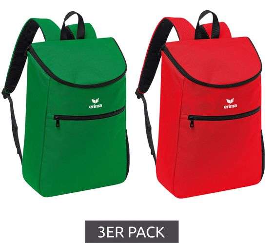 Lot 3 sacs à dos de sport Erima - 25L - Vert/rouge