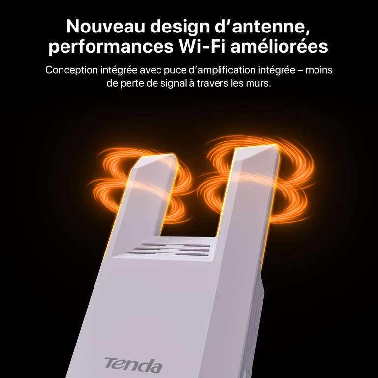 Tenda R10 - Répéteur WiFi N300 Puissant, Jusqu'à 300 Mbps - Couvre Jusqu'à 120m² - Avec Port Ethernet & Installation Facile
