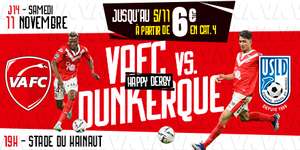 50% de réduction sur les entrées pour le match Valenciennes/Dunkerque - Ex: Entrée catégorie 1 à 12.50€ (billetterie.va-fc.com)