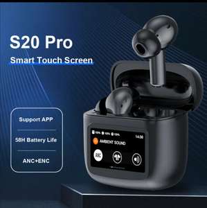 Écouteurs sans fil ANC S20 Pro - Ecran tactile, Antibruit, Bluetooth 5.3, prise en charge de la batterie longue durée, HiFi - Gris