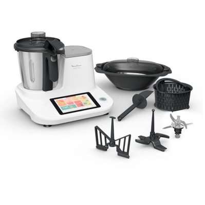 Robot cuiseur Moulinex Click & Cook HF506110 - 1400 W, 3.6L, 32 fonctions, 600 recettes intégrées, blanc