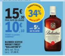 Blended Scotch Whisky Finest Ballantine's (5,20€ cagnottés)