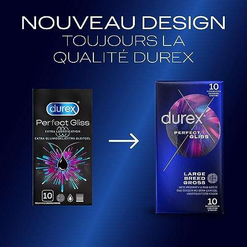 Lot De 30 Préservatifs Extra Lubrifiés Silicone Durex Perfect Gliss