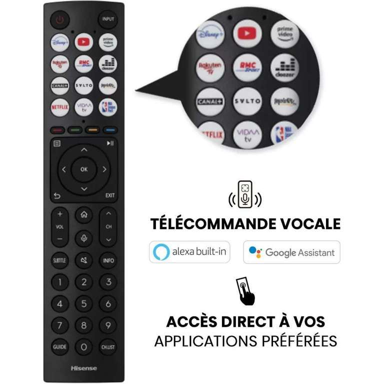 TV 55" Hisense 55U7HQ - QLED, 4K, 120Hz, HDR, Dolby Vision, HDMI 2.1, VRR/ALLM, FreeSync (+Jusqu'à 174.75€ en RP) - Via ODR 100€ (Boulanger)