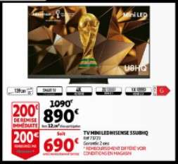 TV Mini-Led 55" Hisense 55U8HQ - Ultra HD, 139 cm, Smart TV (Via 200€ D'ODR)