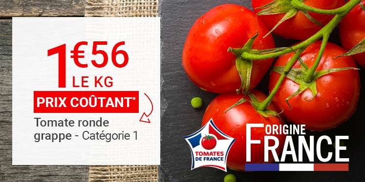Tomate ronde grappe - Le Kg, Origine France, Catégorie 1