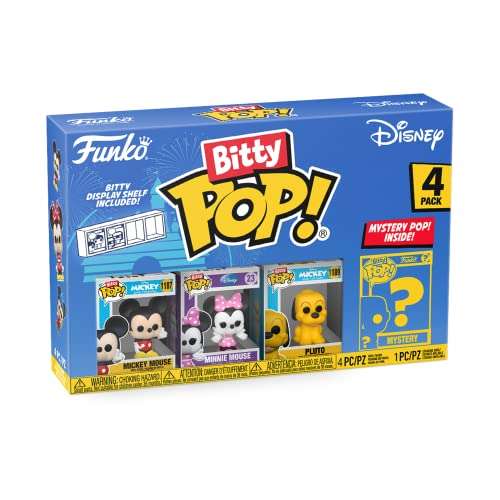 Figurine Funko Bitty Pop Disney - Mickey Mouse, Minnie Mouse, Pluto et une Mini-figurine Mystère - 2.2 cm