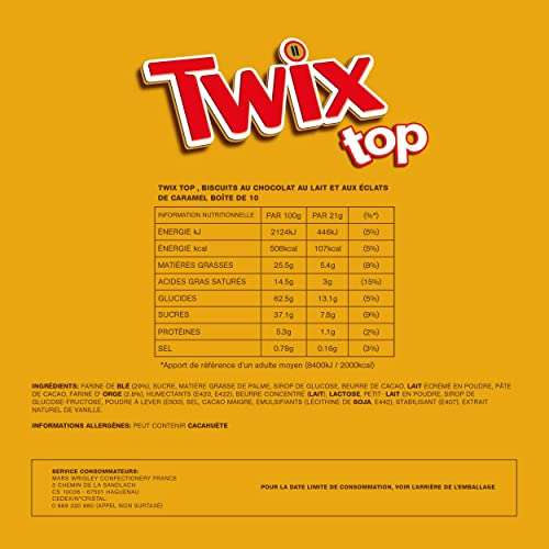 Paquet de 10 biscuits Twix Top