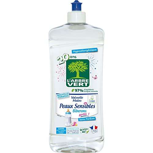 Liquide Vaisselle L'Arbre Vert Peaux Sensibles 750 ml - nouvelle formule