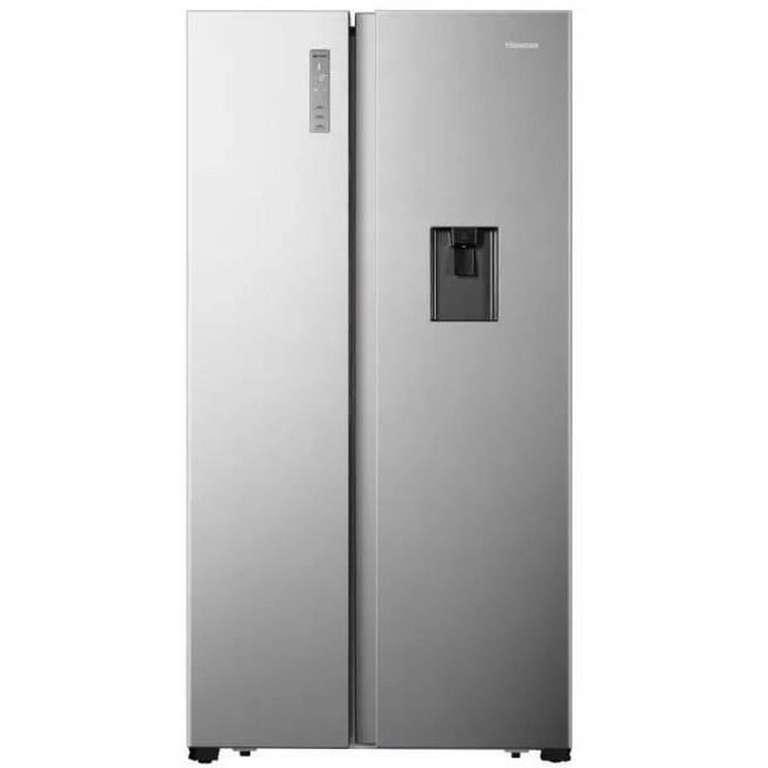 HISENSE Réfrigérateur Frigo Americain 2 portes + 2 tiroirs inox