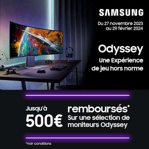 Samsung Odyssey G5 27 165Hz 1ms Incurvé WQHD 2560x1440 Dalle VA  LS27AG550EPXEN (via ODR 30 €) –