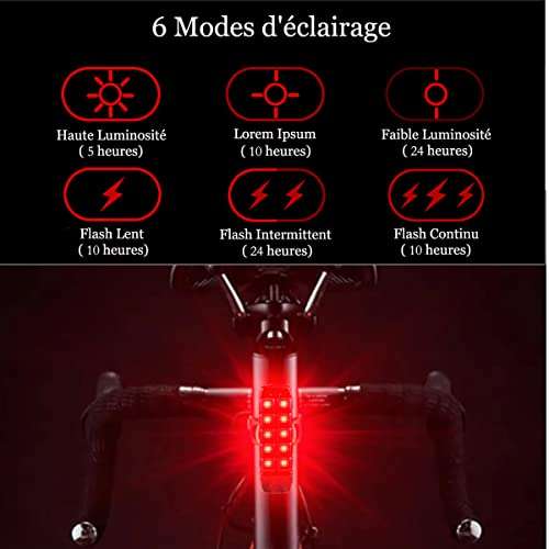 Feu arrière de vélo rechargeable USB Super Lumineux de 100 lumens (vendeur tiers)