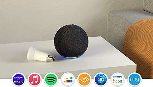 Assistant vocal / Enceinte connectée Amazon Echo 4 (4eme génération) + Ampoule Connectée Philips Hue (E27)
