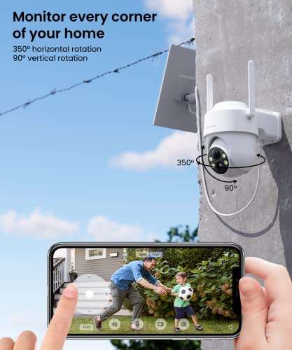 Camera Surveillance WiFi Exterieure sans Fil Batterie avec panneau