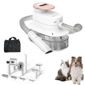 Tondeuse pour toilettage chien/chat avec aspirateur JIGOO P300 - 11 accessoires, bac 4L