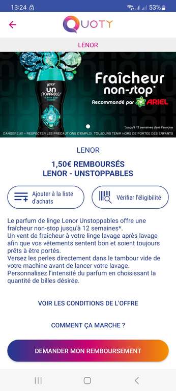 Promo PARFUM DE LINGE EN PERLES UNSTOPPABLE AÉRIEN LENOR chez E.Leclerc