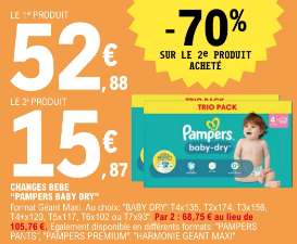 Lot de 8 paquets (256 couches) Taille 7 pampers baby dry - Pampers